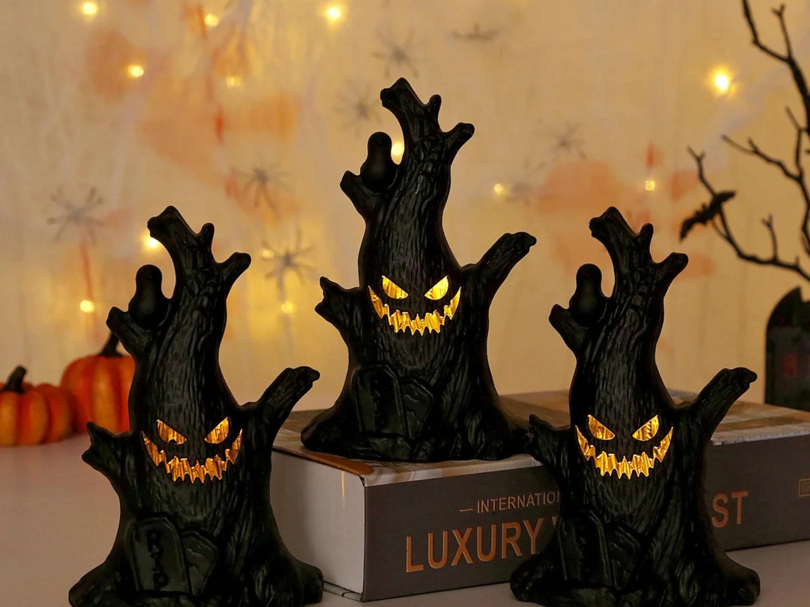 Halloween Ghost Tree LED Slippers - Spooky Glow Lights for Parties, Ideal Holiday Gift