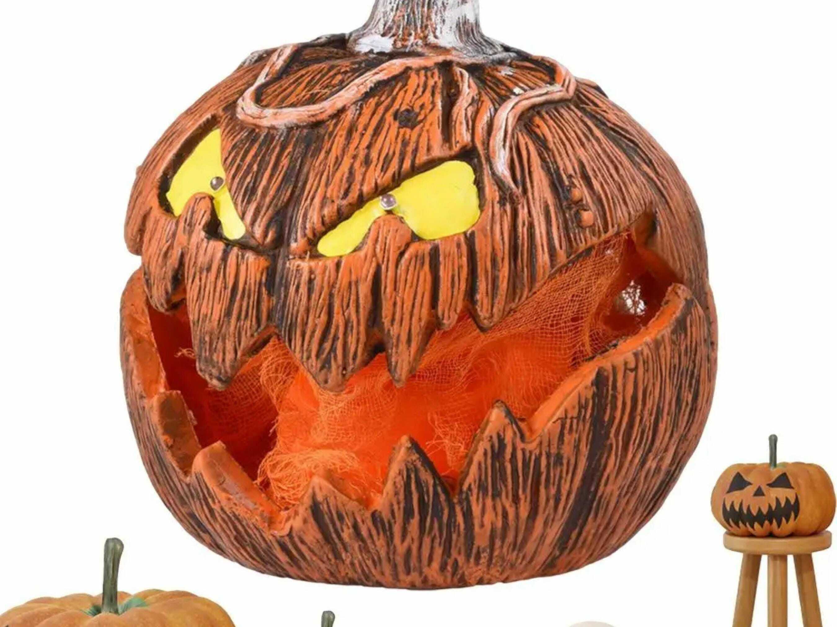 Halloween LED Pumpkin Lantern with Spooky Sounds and Lights - Perfect Home Decor for Parties Events