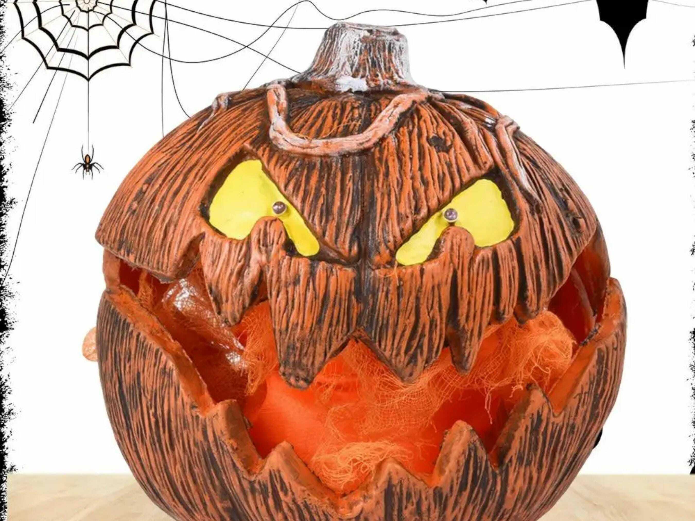 Halloween LED Pumpkin Lantern with Spooky Sounds and Lights - Perfect Home Decor for Parties Events