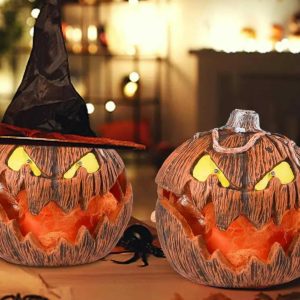 Halloween LED Pumpkin Lantern with Spooky Sounds and Lights - Perfect Home Decor for Parties Events