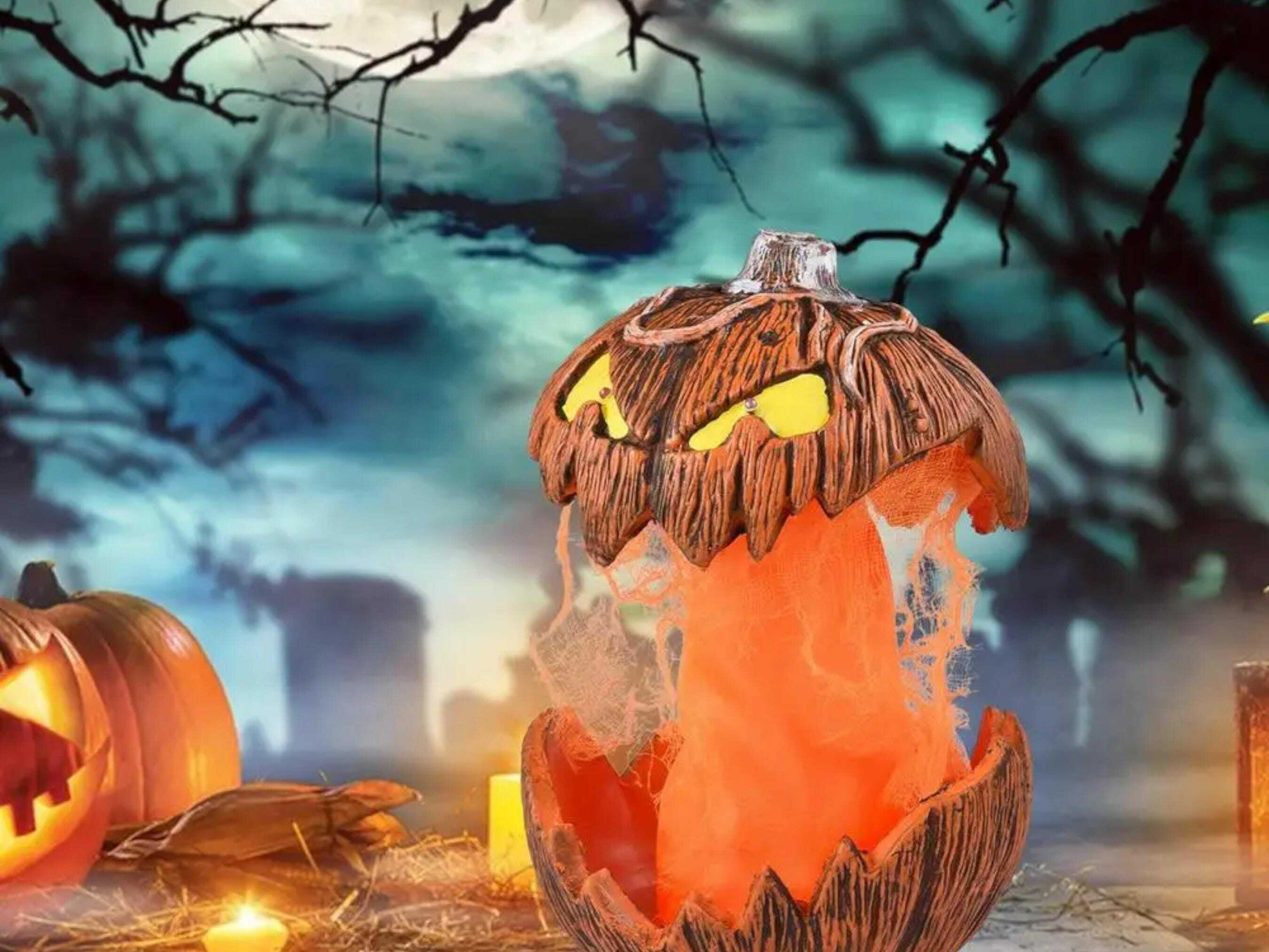 Halloween LED Pumpkin Lantern with Spooky Sounds and Lights - Perfect Home Decor for Parties Events