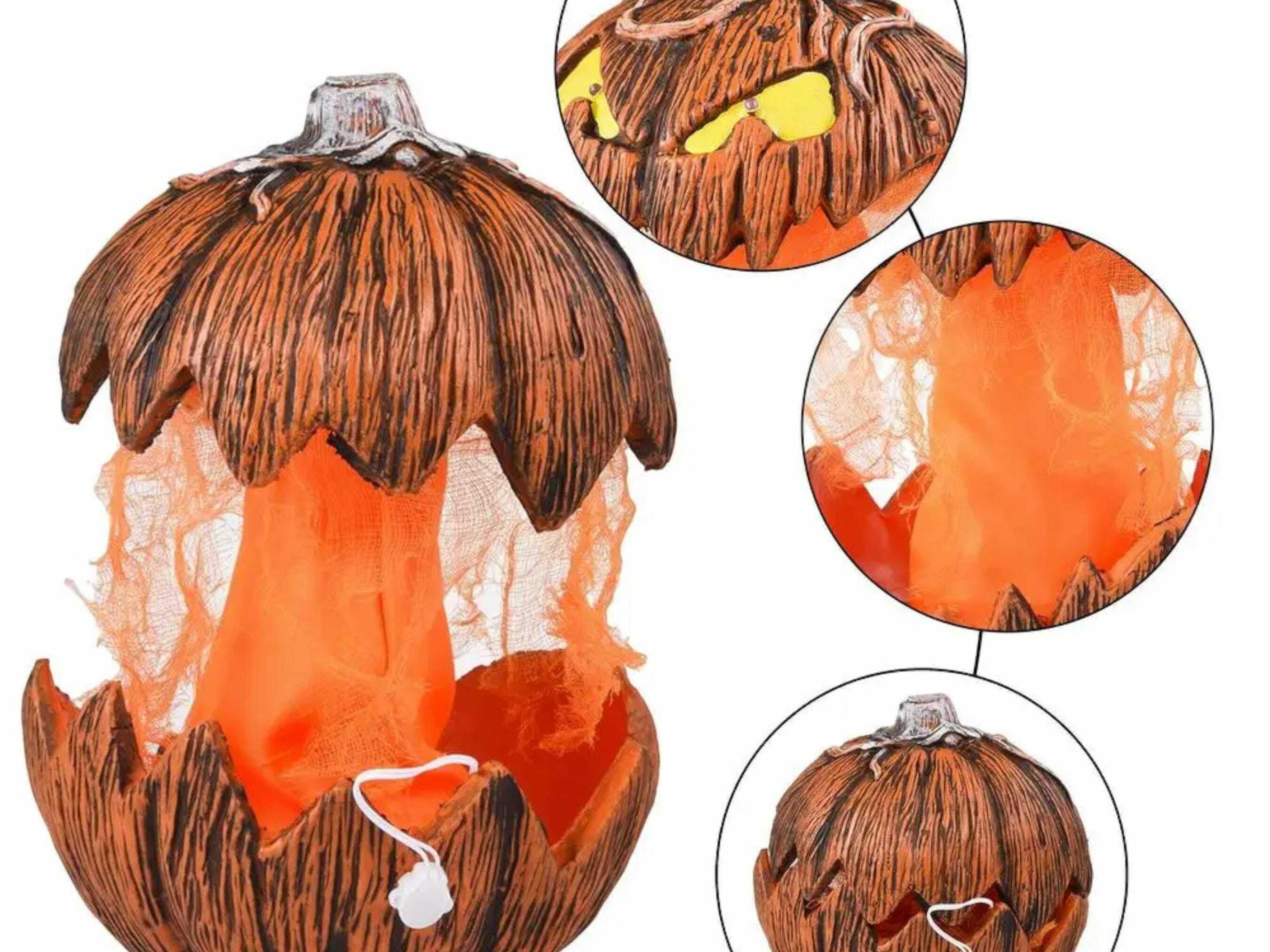 Halloween LED Pumpkin Lantern with Spooky Sounds and Lights - Perfect Home Decor for Parties Events