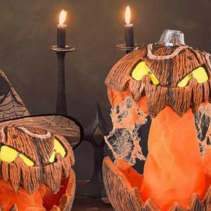 Halloween LED Pumpkin Lantern with Spooky Sounds and Lights - Perfect Home Decor for Parties Events