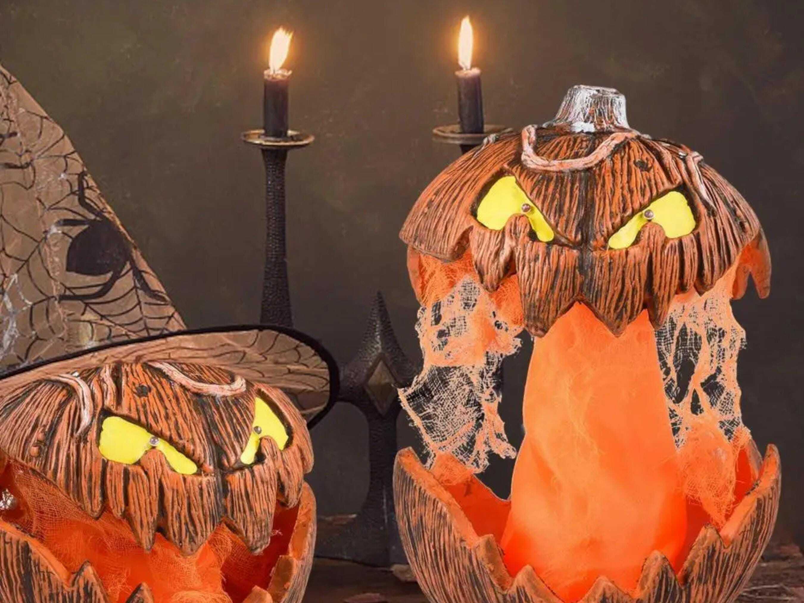 Halloween LED Pumpkin Lantern with Spooky Sounds and Lights - Perfect Home Decor for Parties Events