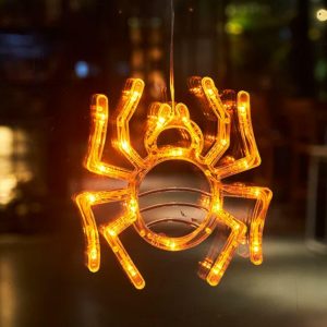 Halloween LED Window Lights - Pumpkin, Spider, Ghost & Witch Hat Decor for Home & Party