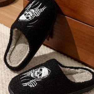 Halloween Skull Face Women's Slippers - Cozy Cotton Indoor Shoes - Perfect Gift for Couples