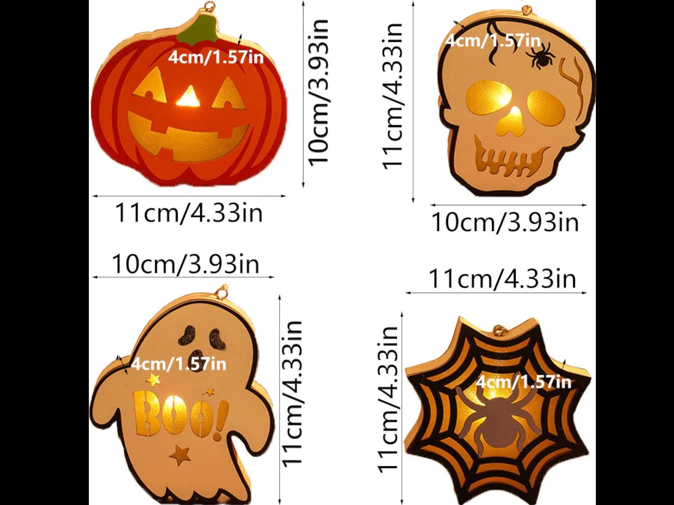 Halloween Wooden Pumpkin Lantern - Handheld Skull & Spider Nightlight Keychain Gift for Lovers