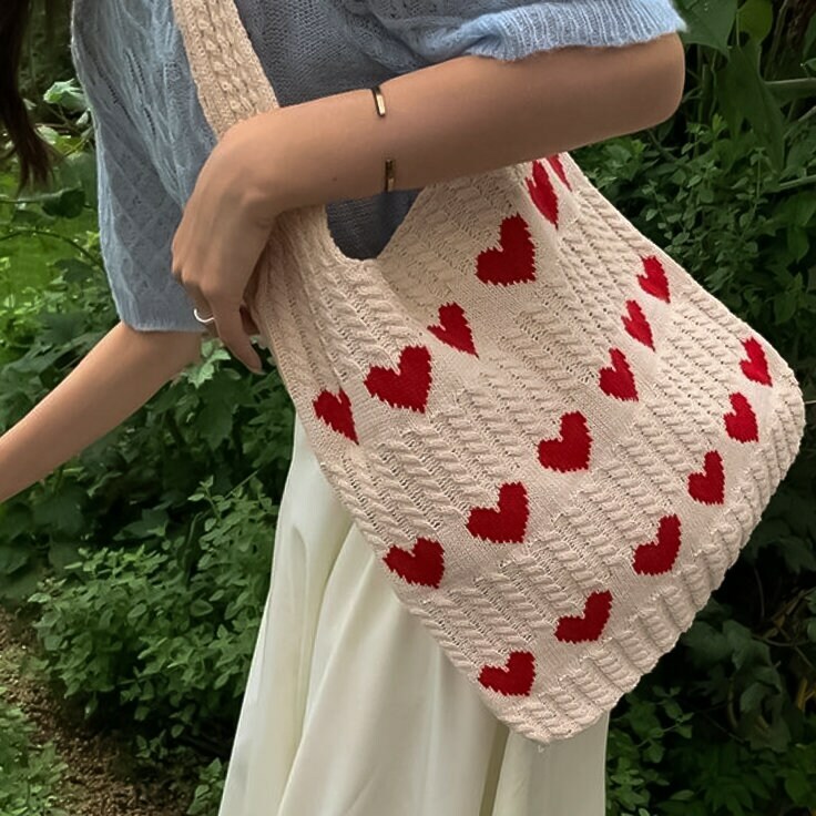 Hand Knitted Heart Patterned Slippers - Cozy Gift for Loved OnesHoliday Season