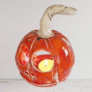 Handmade Multicolored Ceramic Pumpkin Candle Holder - 10cm Tall, Ideal for Autumn and Holiday Gifts