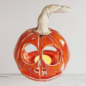 Handmade Multicolored Ceramic Pumpkin Candle Holder - 10cm Tall, Ideal for Autumn and Holiday Gifts