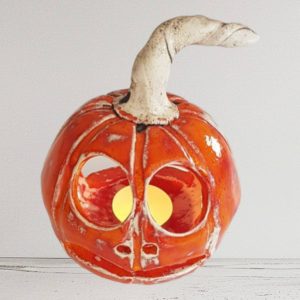 Handmade Multicolored Ceramic Pumpkin Candle Holder - 10cm Tall, Ideal for Autumn and Holiday Gifts