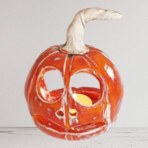 Handmade Multicolored Ceramic Pumpkin Candle Holder - 10cm Tall, Ideal for Autumn and Holiday Gifts