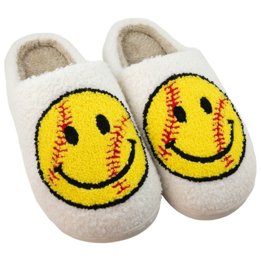 Happy Face Fuzzy Slippers - Cozy Gift for Loved OnesHoliday Season