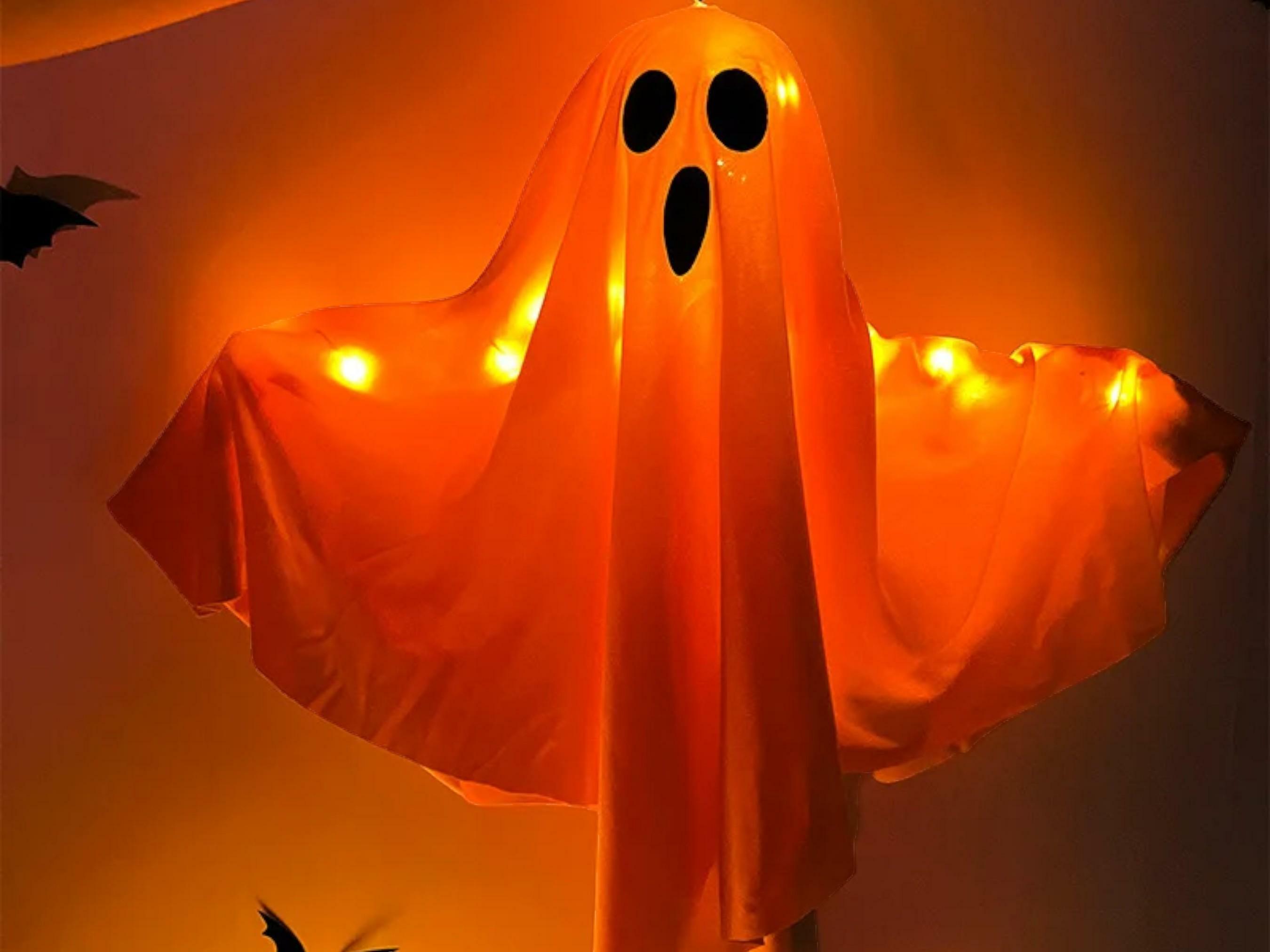 LED Glow Ghost Hanging Decoration for Halloween - Spooky Indoor/Outdoor Haunted House Prop