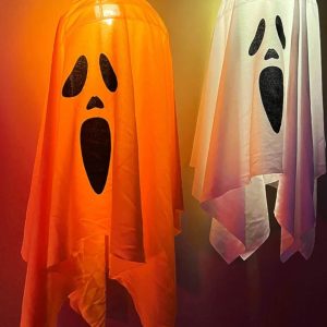 LED Glow Ghost Hanging Decoration for Halloween - Spooky Indoor/Outdoor Haunted House Prop