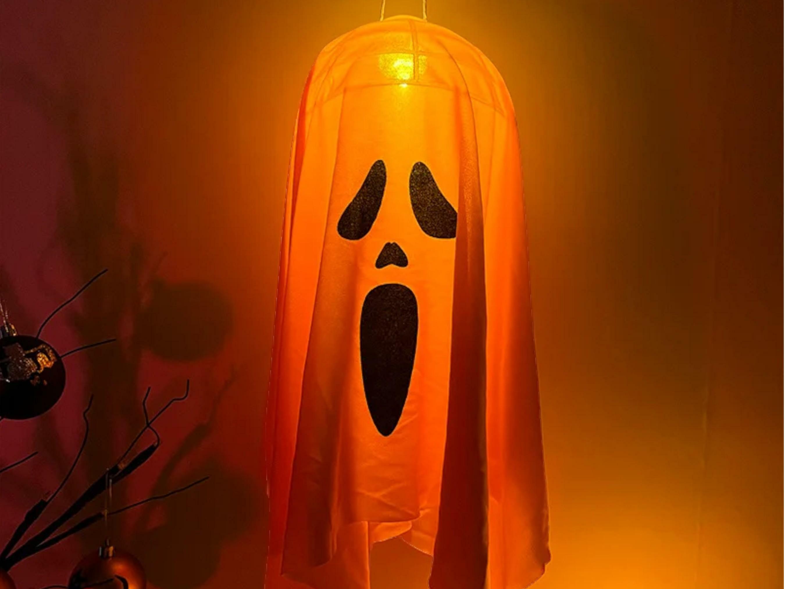 LED Glow Ghost Hanging Decoration for Halloween - Spooky Indoor/Outdoor Haunted House Prop