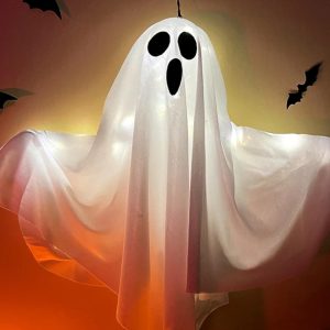 LED Glow Ghost Hanging Decoration for Halloween - Spooky Indoor/Outdoor Haunted House Prop