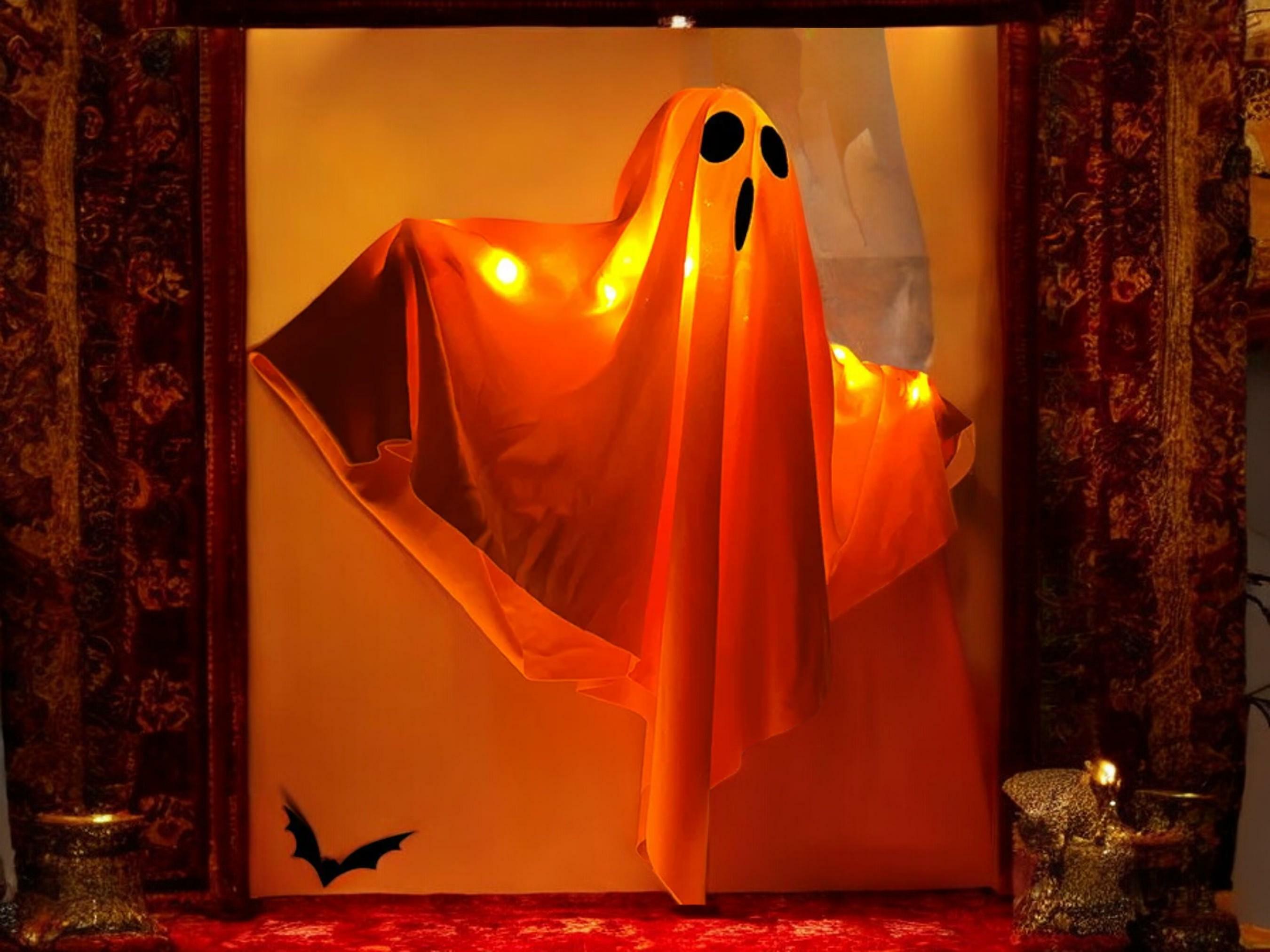 LED Glow Ghost Hanging Decoration for Halloween - Spooky Indoor/Outdoor Haunted House Prop