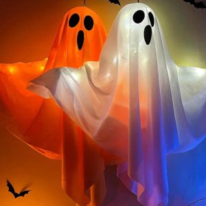 LED Glow Ghost Hanging Decoration for Halloween - Spooky Indoor/Outdoor Haunted House Prop