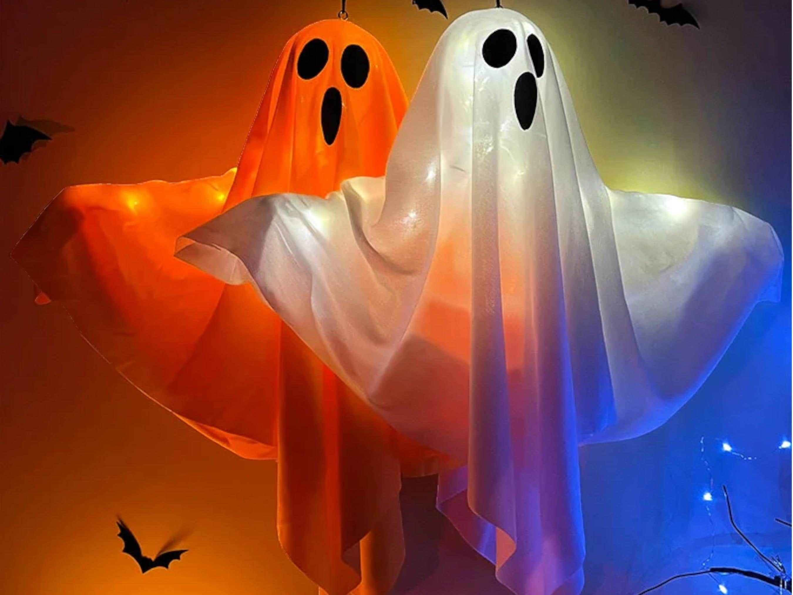 LED Glow Ghost Hanging Decoration for Halloween - Spooky Indoor/Outdoor Haunted House Prop