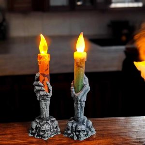 LED Skeleton and Ghost Candles - Spooky Pumpkin Party Decor for Halloween Celebrations