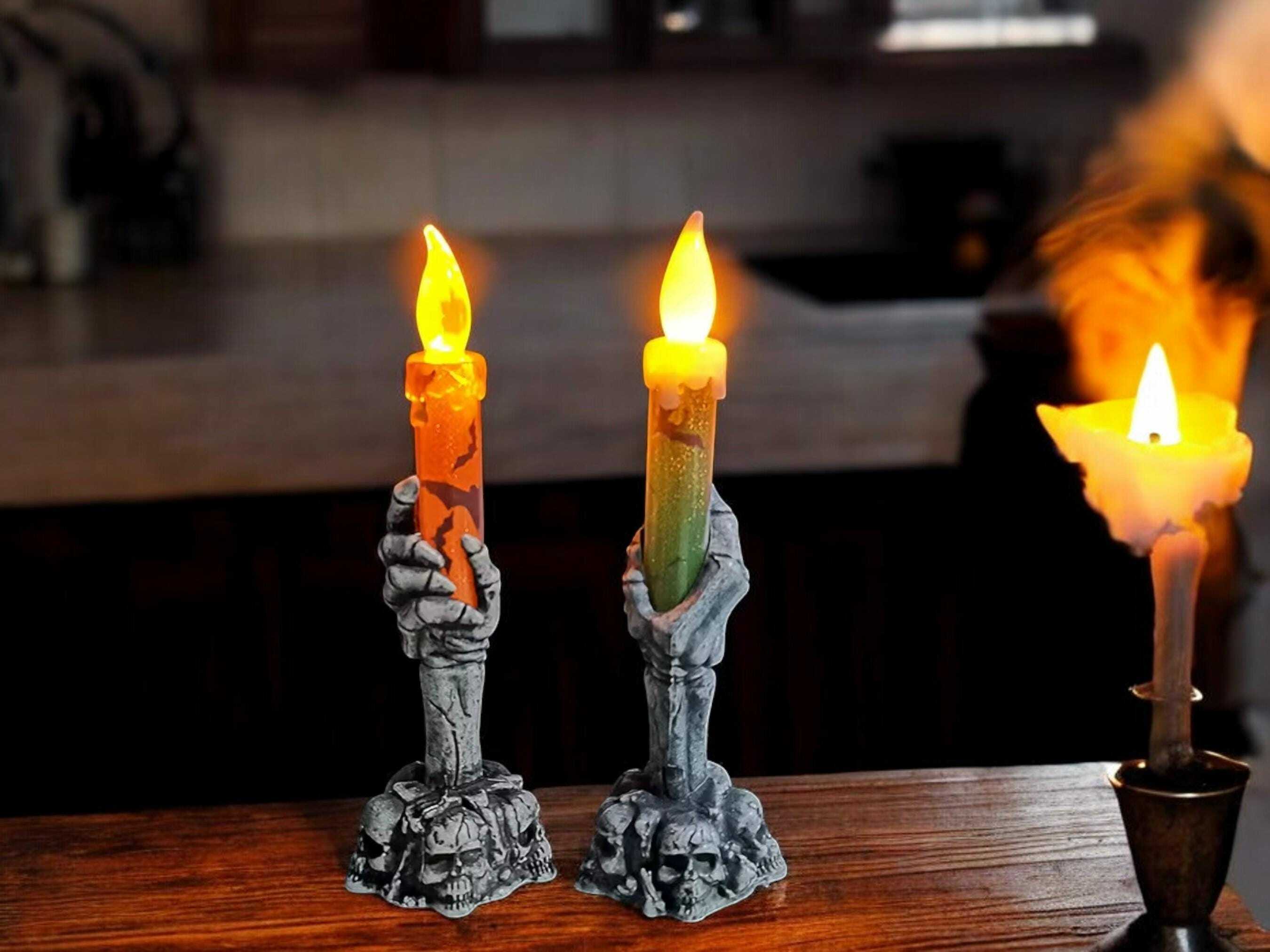 LED Skeleton and Ghost Candles - Spooky Pumpkin Party Decor for Halloween Celebrations