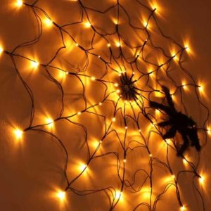 LED Spider Web String Lights with Remote - 8 Modes for Indoor/Outdoor Halloween Decor Gift