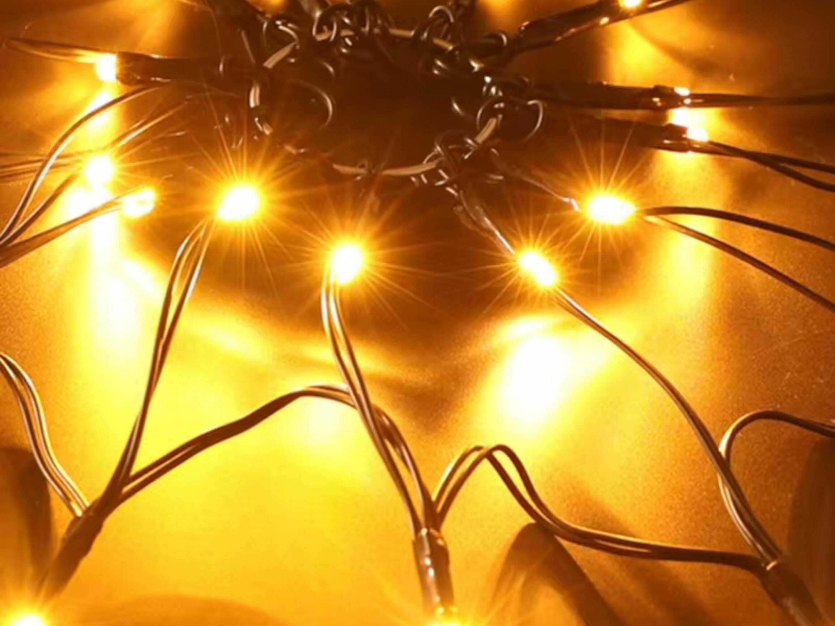 LED Spider Web String Lights with Remote - 8 Modes for Indoor/Outdoor Halloween Decor Gift