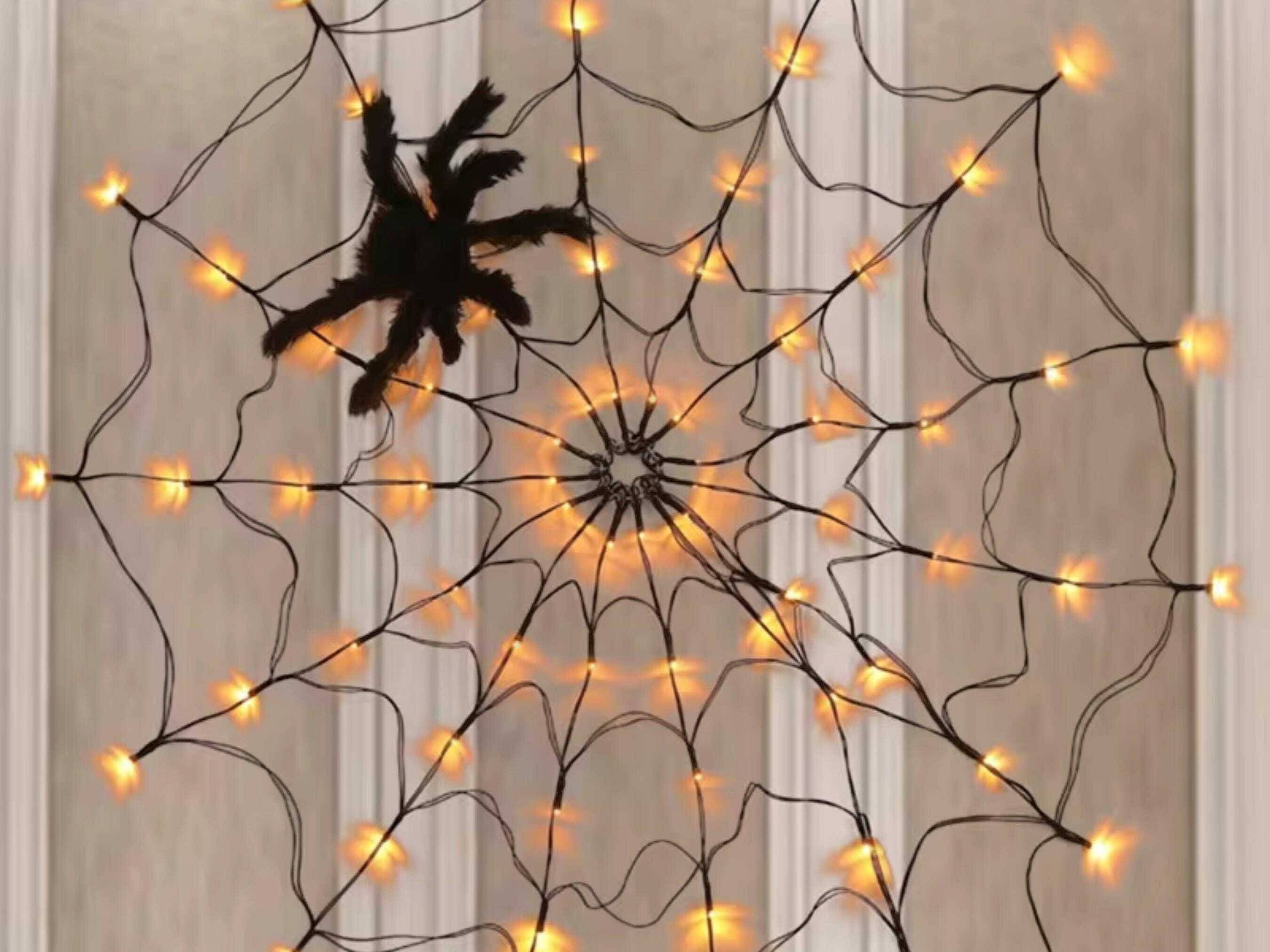 LED Spider Web String Lights with Remote - 8 Modes for Indoor/Outdoor Halloween Decor Gift