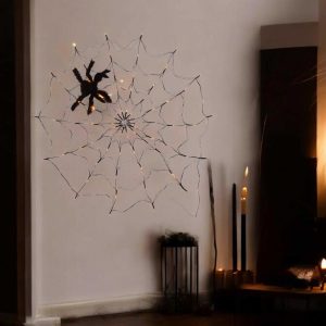 LED Spider Web String Lights with Remote - 8 Modes for Indoor/Outdoor Halloween Decor Gift