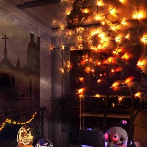 LED Spider Web String Lights with Remote - 8 Modes for Indoor/Outdoor Halloween Decor Gift