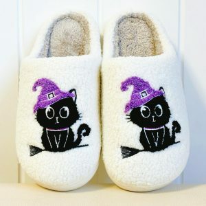 Magic Hat Cat Women’s Slippers - Cozy Kitten Shoes for Halloween, Christmas, and Valentine Gifts