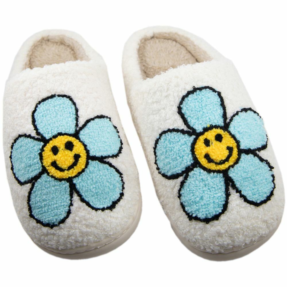 Mint Daisy Happy Face Slippers - Perfect Gift for Loved OnesHoliday Season