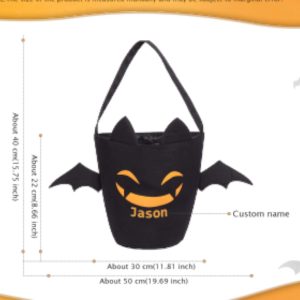 Personalized Halloween Tote Bag - Custom Large Linen Trick or Treat Bag for Holiday Gifting