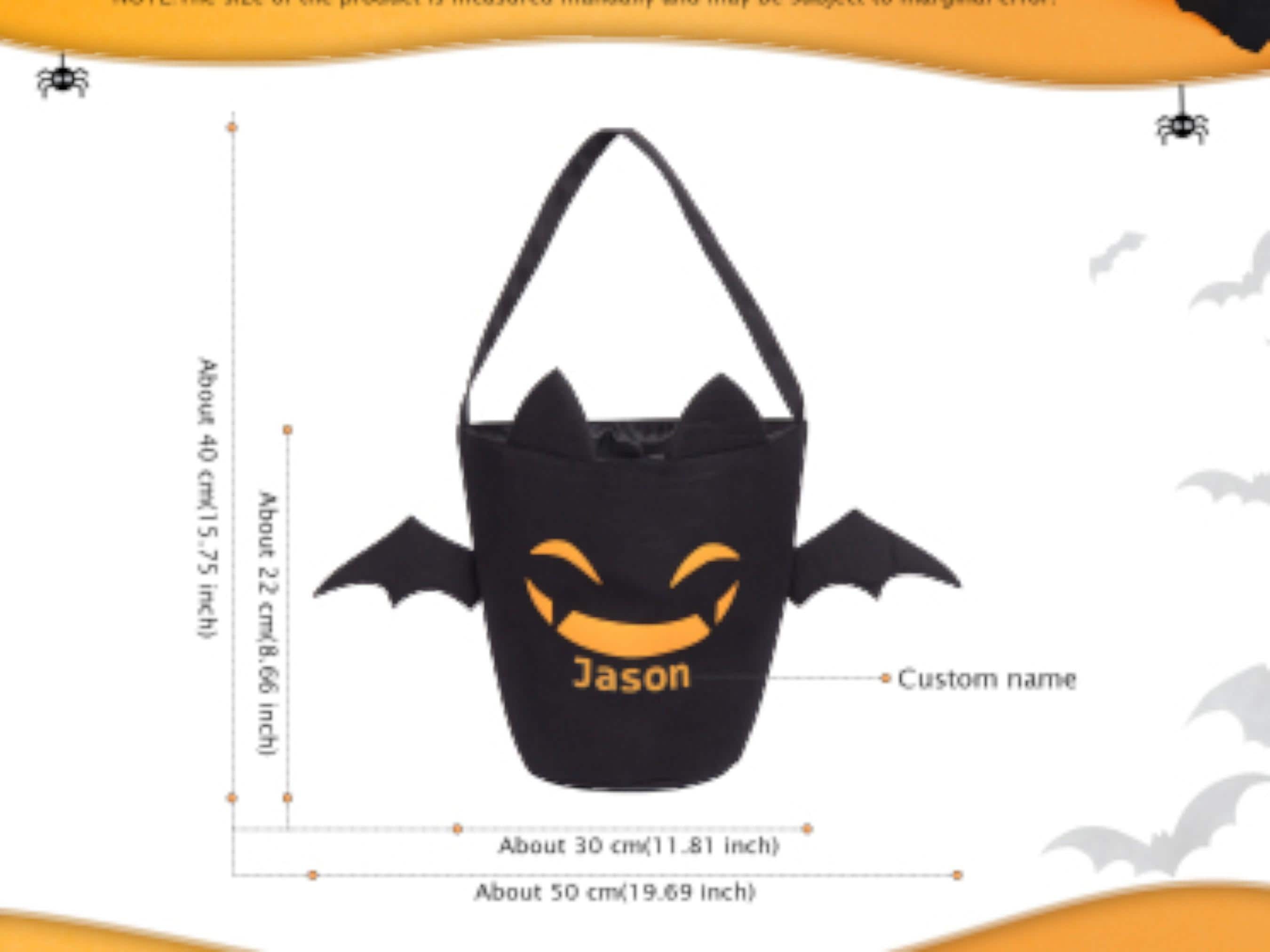 Personalized Halloween Tote Bag - Custom Large Linen Trick or Treat Bag for Holiday Gifting