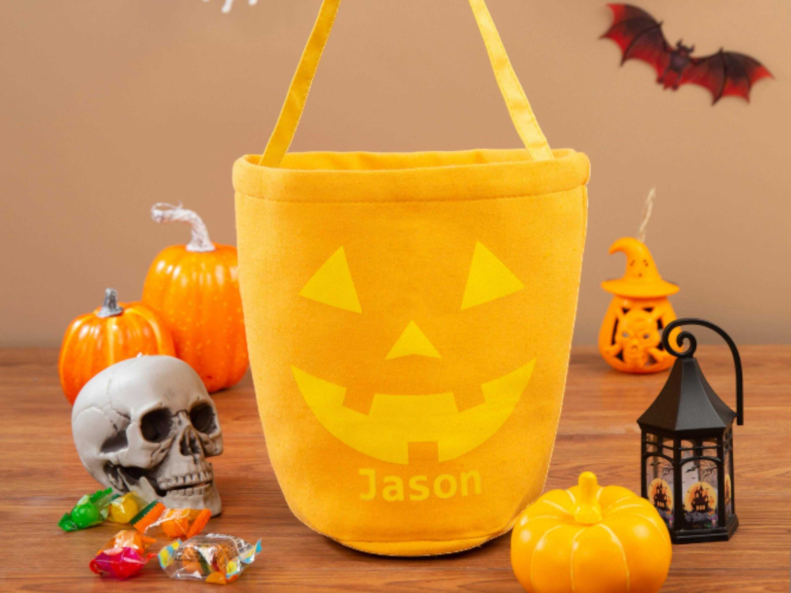 Personalized Halloween Tote Bag - Custom Linen Trick or Treat Bag, Perfect Gift for Loved Ones