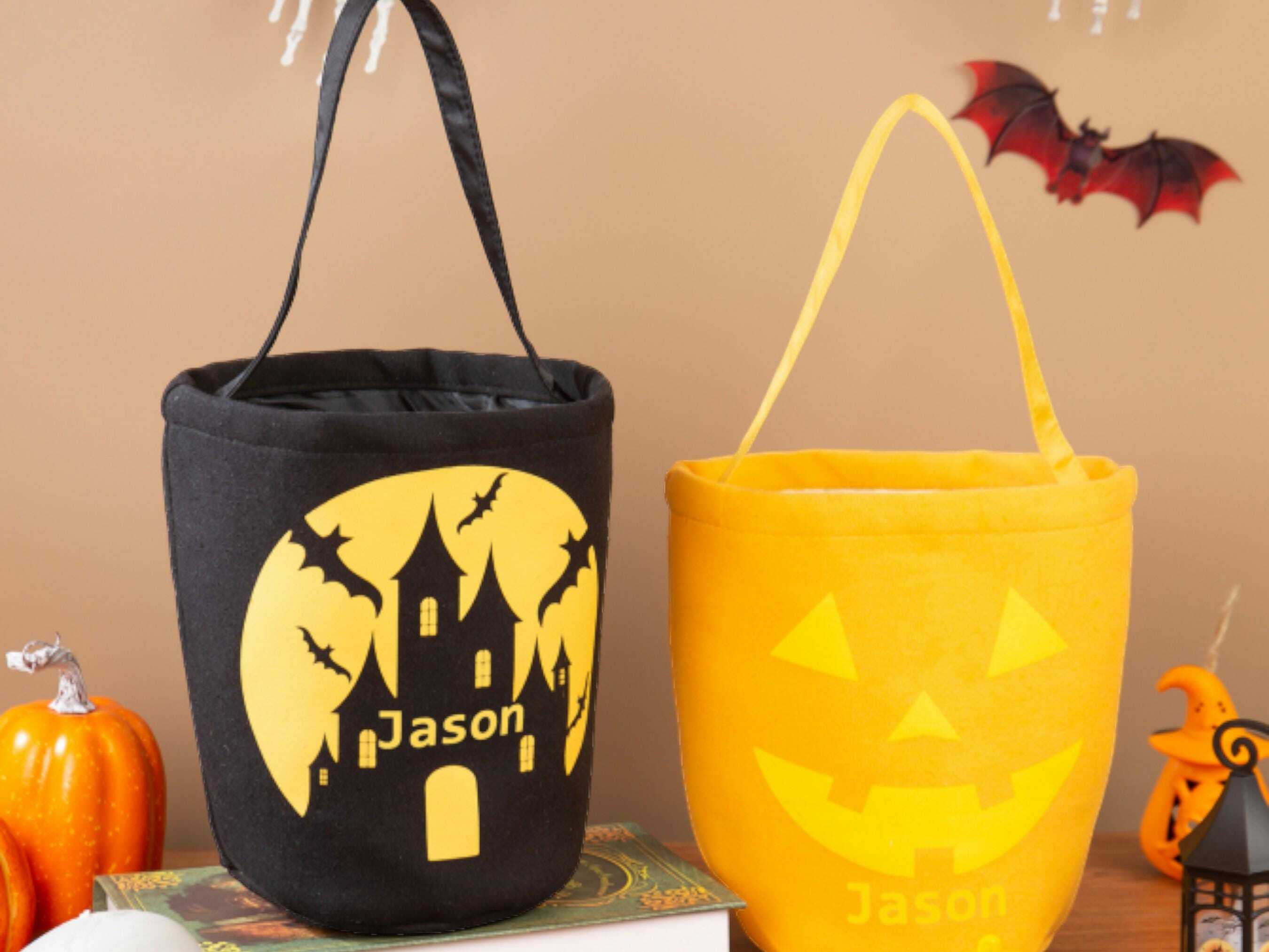 Personalized Halloween Tote Bag - Custom Linen Trick or Treat Bag, Perfect Gift for Loved Ones