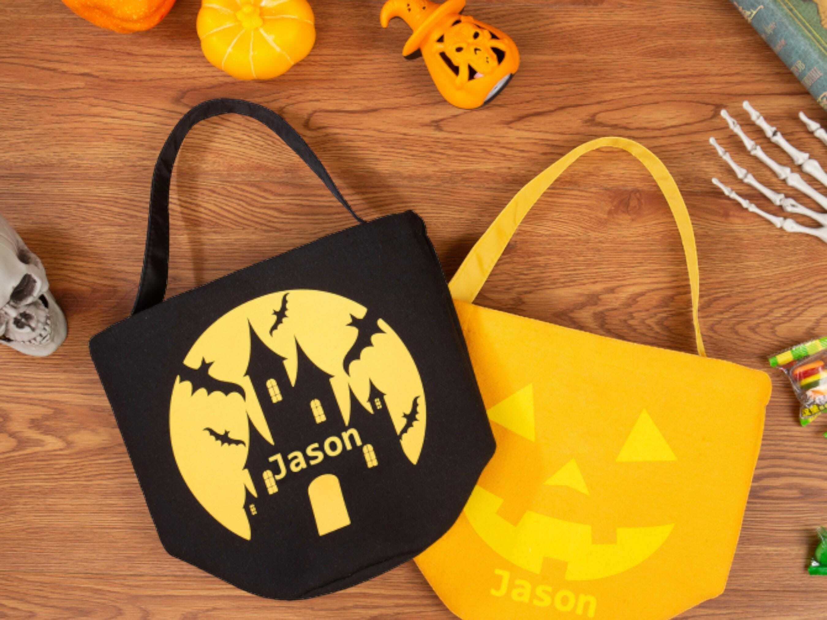 Personalized Halloween Tote Bag - Custom Linen Trick or Treat Bag, Perfect Gift for Loved Ones