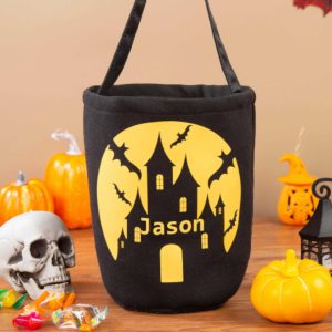 Personalized Halloween Tote Bag - Custom Linen Trick or Treat Bag, Perfect Gift for Loved Ones