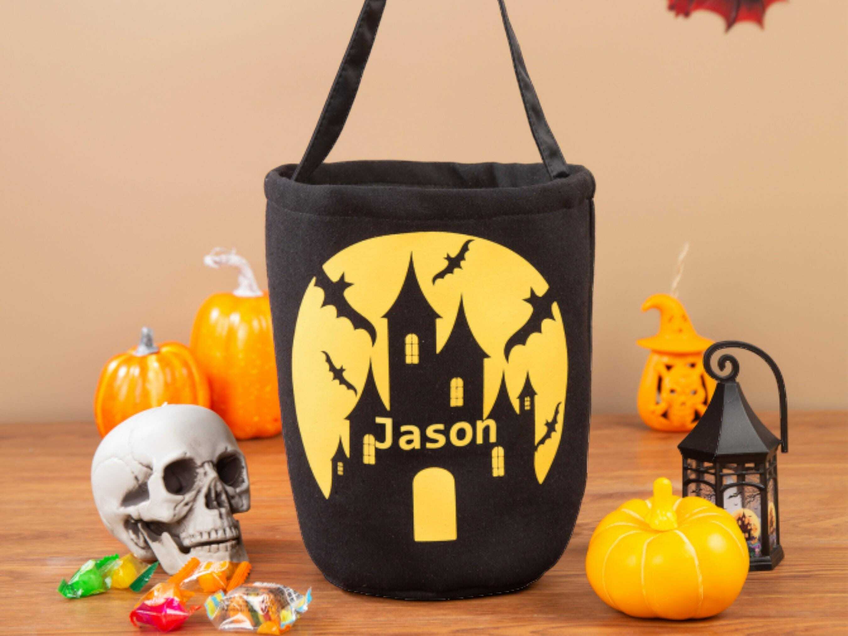 Personalized Halloween Tote Bag - Custom Linen Trick or Treat Bag, Perfect Gift for Loved Ones