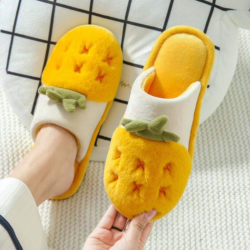 Pineapple-Themed Slippers: Perfect Gift for LoversHoliday Season, Halloween, or Christmas