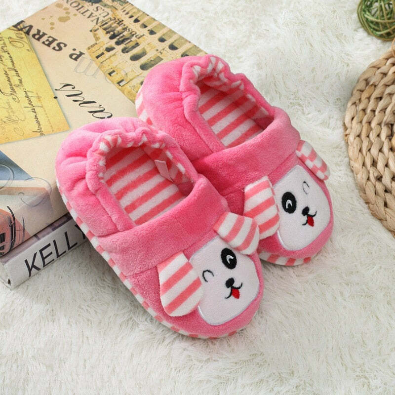 Pink Stripe Dog Slippers for Kids - Perfect Gift for Halloween, Christmas, Valentine