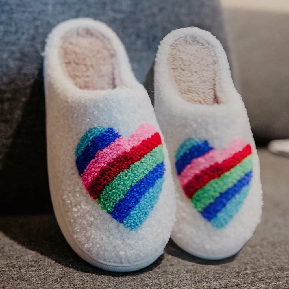 Rainbow Heart Slippers - Cozy Gift for Loved OnesHoliday Season