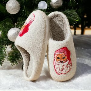 Santa Claus Christmas Slippers for Women - Cozy Holiday Slides, Perfect Gift for Loved Ones