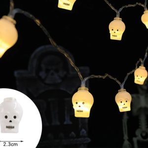 Spooky Halloween LED Lanterns - Pumpkin, Skull, and Eyeball String Lights for Festive Decor