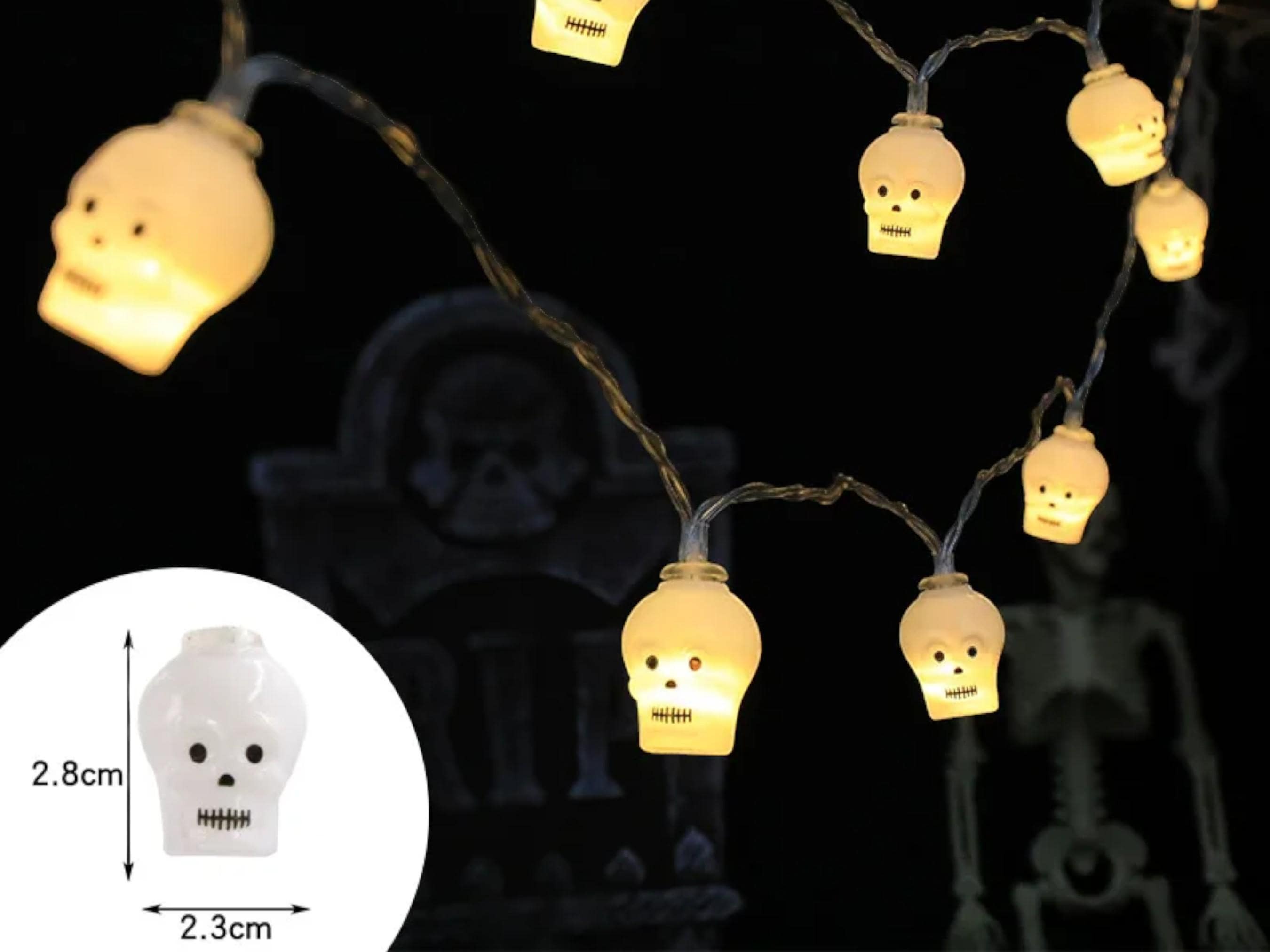 Spooky Halloween LED Lanterns - Pumpkin, Skull, and Eyeball String Lights for Festive Decor