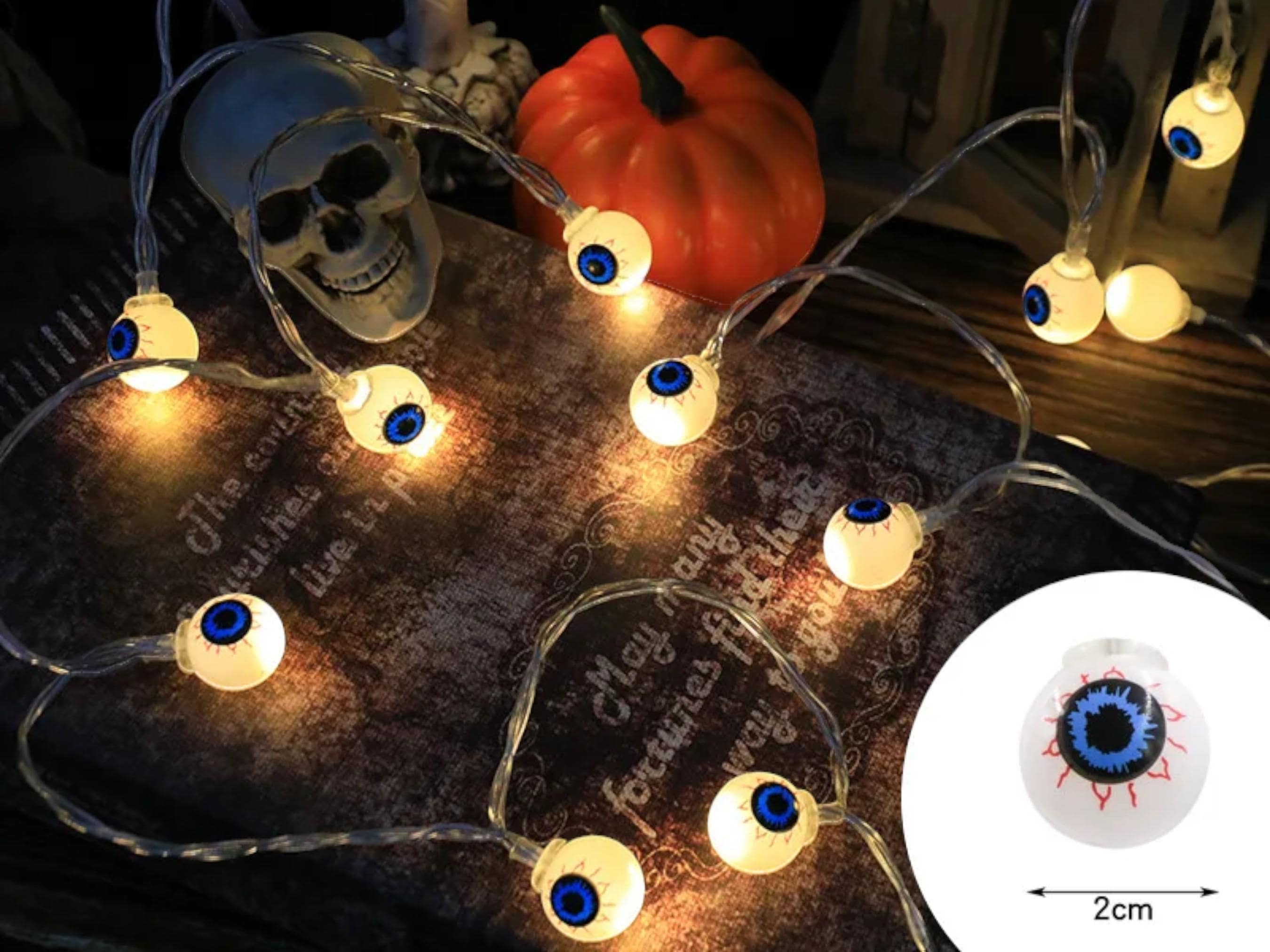 Spooky Halloween LED Lanterns - Pumpkin, Skull, and Eyeball String Lights for Festive Decor