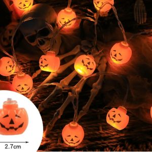 Spooky Halloween LED Lanterns - Pumpkin, Skull, and Eyeball String Lights for Festive Decor