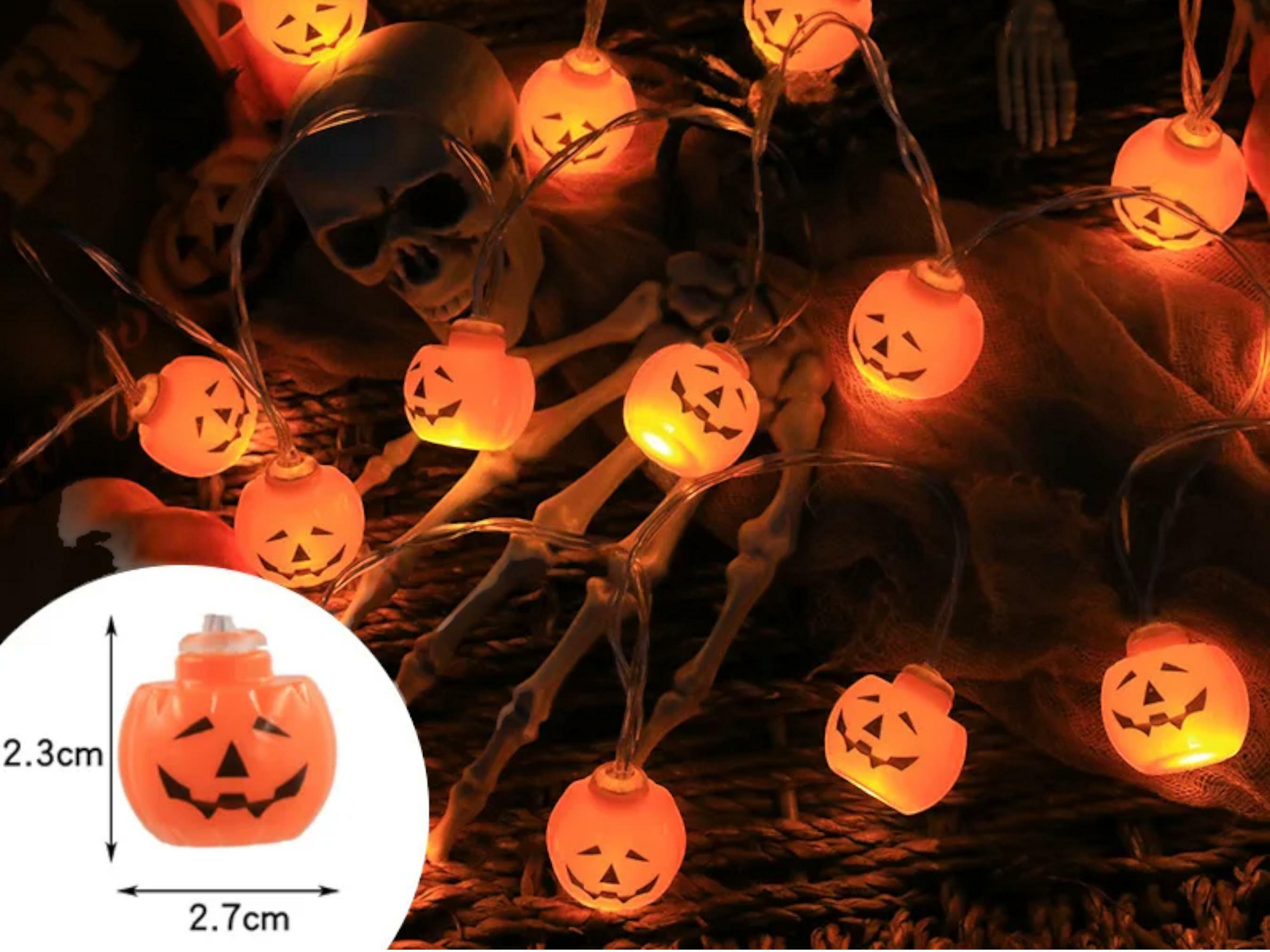 Spooky Halloween LED Lanterns - Pumpkin, Skull, and Eyeball String Lights for Festive Decor