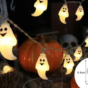 Spooky Halloween LED Lanterns - Pumpkin, Skull, and Eyeball String Lights for Festive Decor